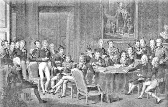 Kupferstrich mit Delegierten des Wiener Kongress